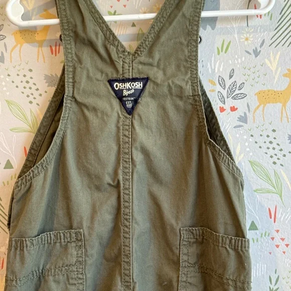 Oshkosh baby B’gosh 24 Month Airplane Lined/ Cuff Army Green Vestbak Overalls - Picture 14 of 15